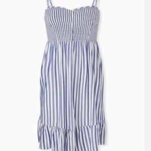 Torrid Blue and White Smocked Sundress
